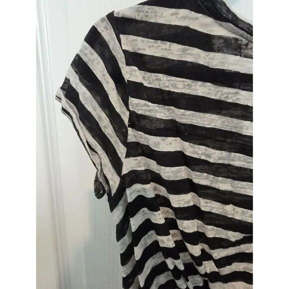 Jessica Simpson black white stripe summer blouse M - Picture 8 of 8